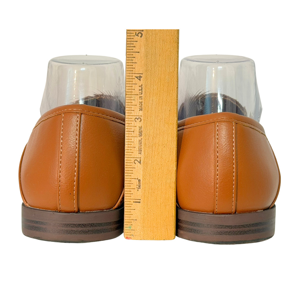 LOFT Sz 9 Gold Horse Bit Detail Loafers Slip-On Shoes Faux Leather Tan Neutral - Picture 6 of 8